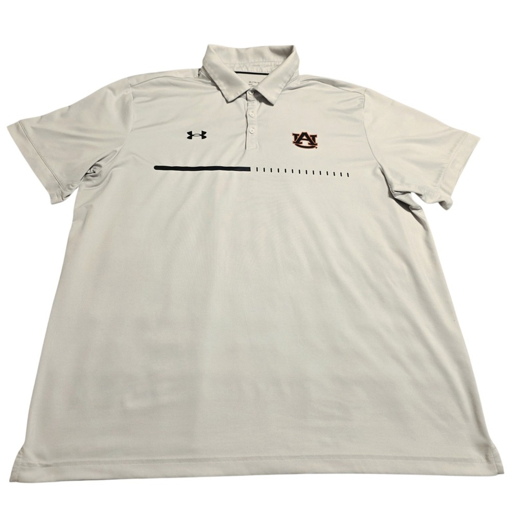 Auburn Tigers Under Armour HeatGear Polo Shirt Mens XL White Golf NCAA Loose Fit